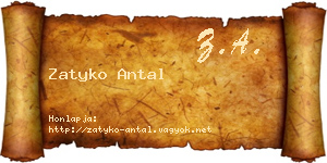 Zatyko Antal névjegykártya